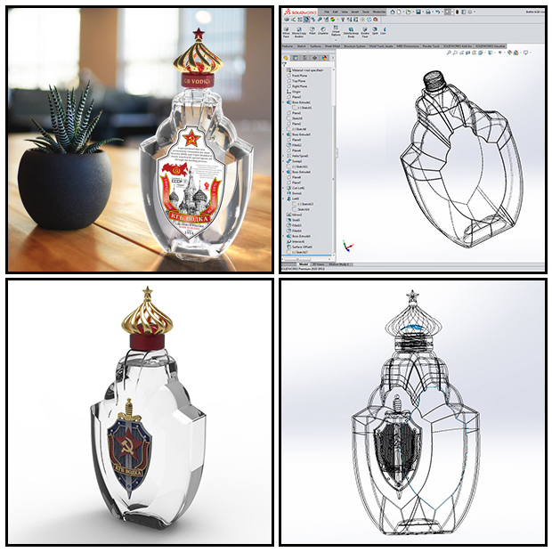 3D Elegant Vodka Bottle Design